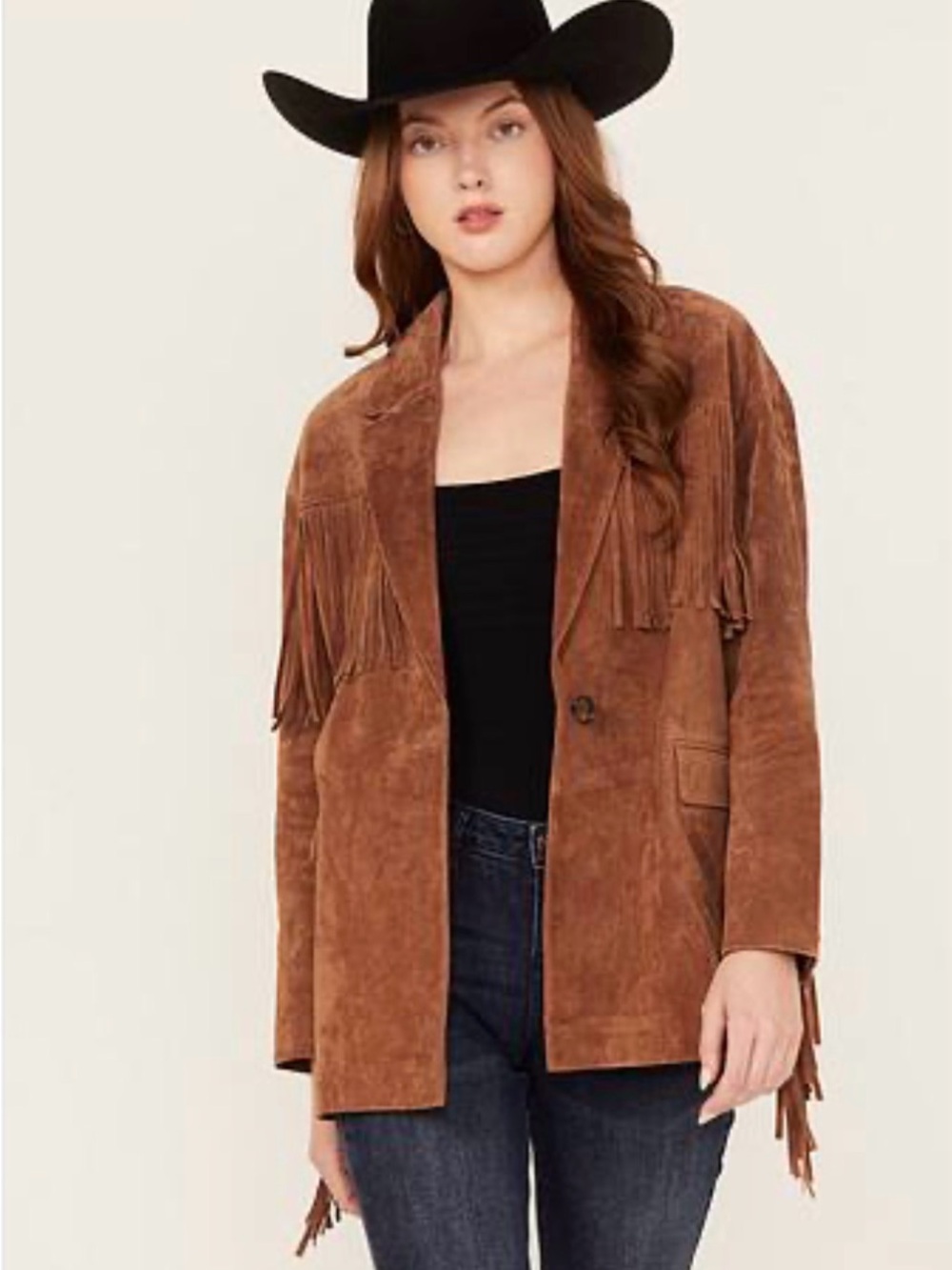 Blank NYC Brown Suede Fringe Jacket